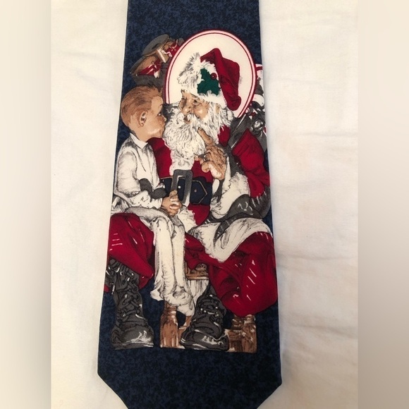Saturday Evening Post Neck Tie 100% Silk Santa Christmas Kid on Santas Lap 1996 - Picture 6 of 16